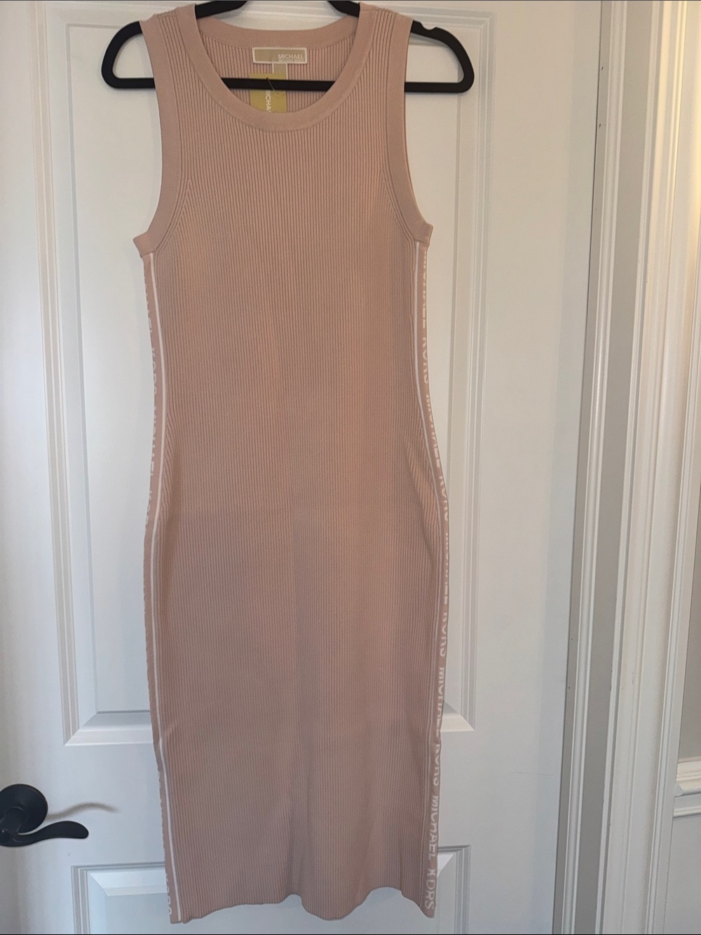 Michael Kors Sleeveless Ribbed Midi Dress in Blush
